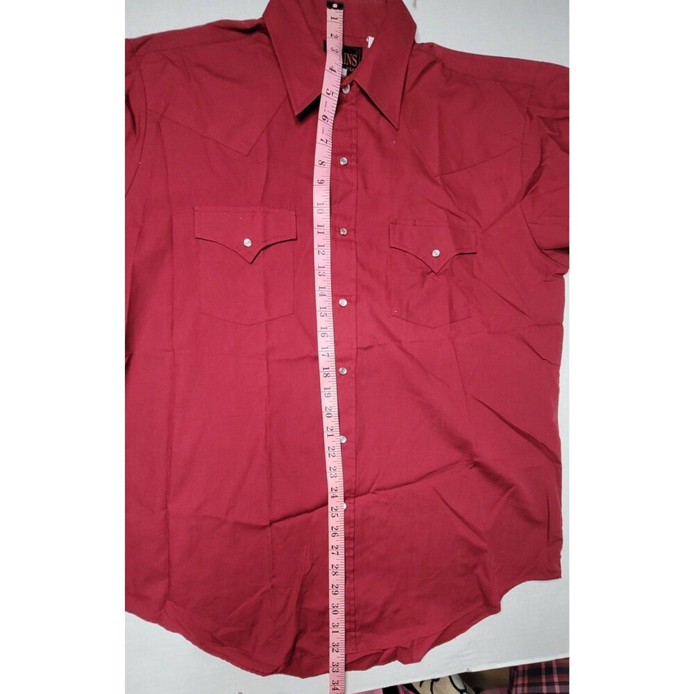 Plains Western Wear Men Large Maroon Red Long Sleeve Pearl Snap Front Cowboy - Picture 6 of 10
